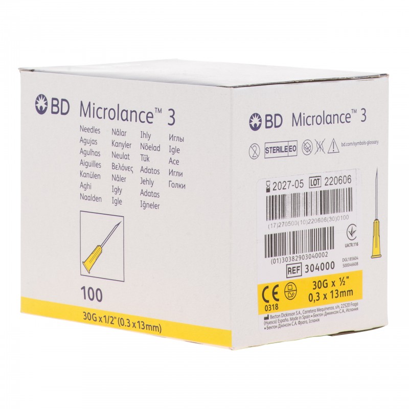 BD MICROLANCE NEEDLE 30 G 1/2" (304000)